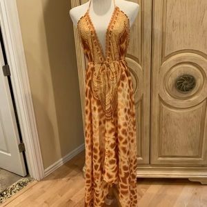 NWT COF 3 Way Giraffe Embellished Maxi Dress O/S